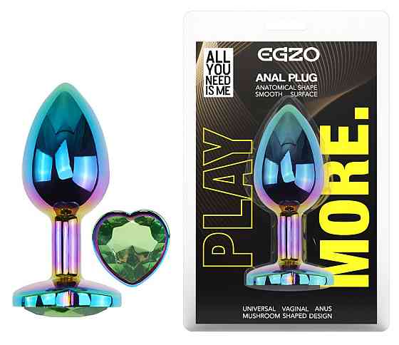 Анальна пробка з кристалом EGZO - Multicolor Heart Plug Green size S Sex Aura Київ