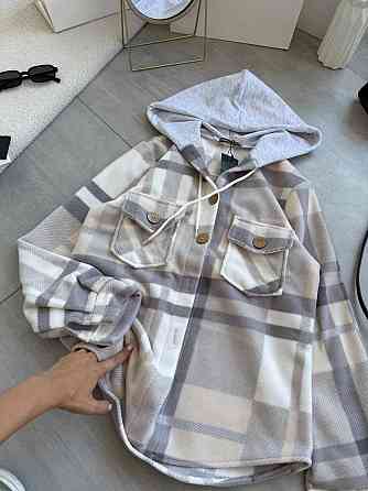 Женская теплая оверсайз рубашка с капюшоном турецкий двусторонний флис Полар Беж, 48/52 Одесса