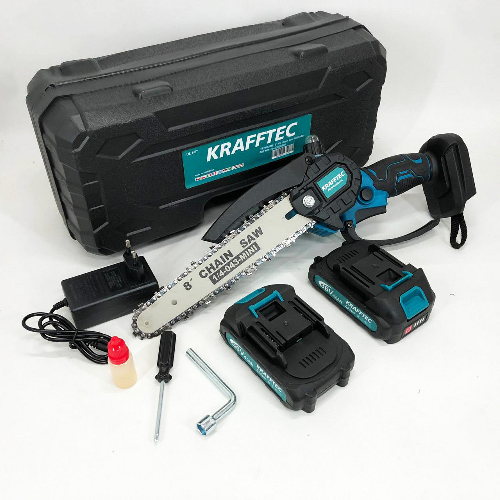Акумуляторна пила для домашніх робіт Krafftec, Екологічна ланцюгова пила на акумуляторах MU-47 Львів - фото 4