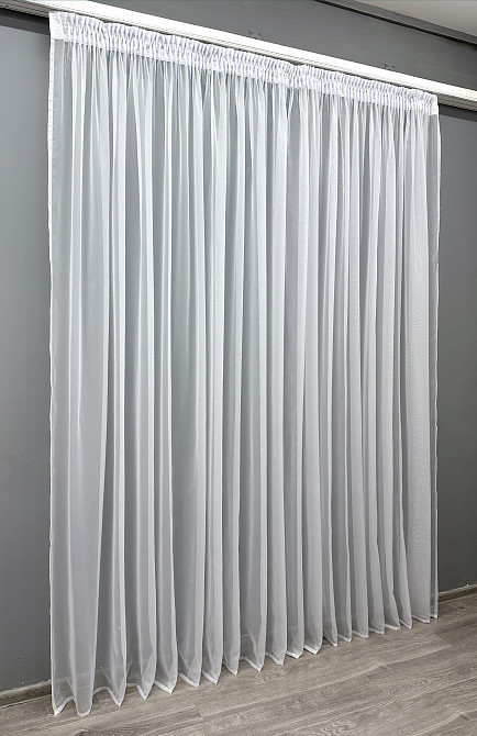 Тюль з тасьмою Вафелька VR-Textil н101 Шифон однотонний Білий 300х260 см (44-044) Київ - фото 3