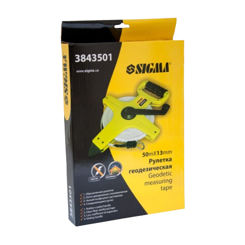 Рулетка геодезична скловолокно 50м*13мм SIGMA Житомир - фото 5