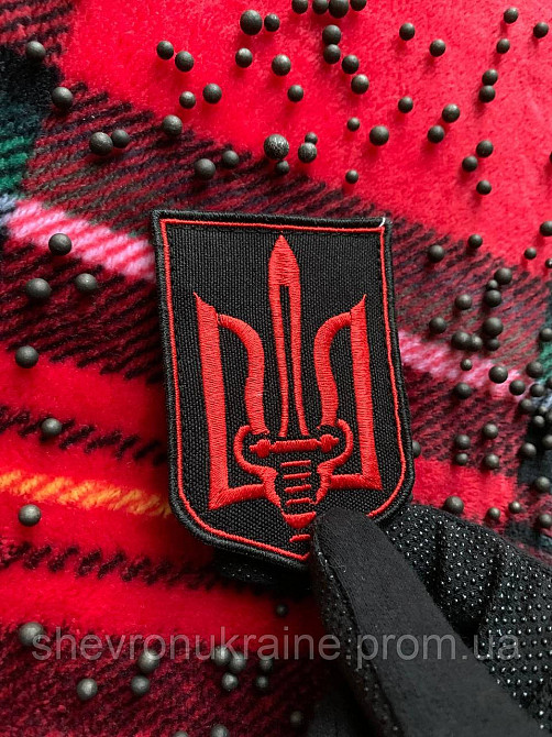 Шеврон Герб Украины с мечом (Форма щит. На липучке) Размер 8x6см Киев - изображение 4