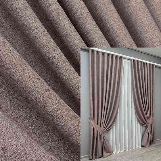 Комплект готовых штор VR-Textil Лен ALORA-TON № 1878ш Пудровый 125х290см 2 шт (39-0027) Киев