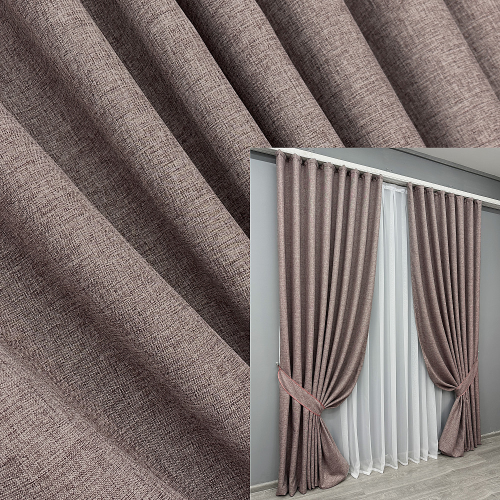 Комплект готовых штор VR-Textil Лен ALORA-TON № 1878ш Пудровый 125х290см 2 шт (39-0027) Киев - изображение 1