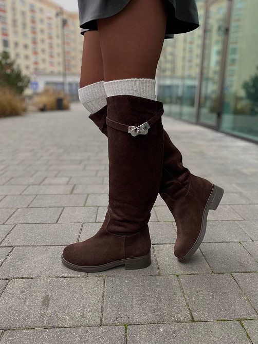 Чоботи жіночі VLAMAX C122 шоколадні (зима євро-хутро, замша натуральна) (6170) Коломия - фото 4