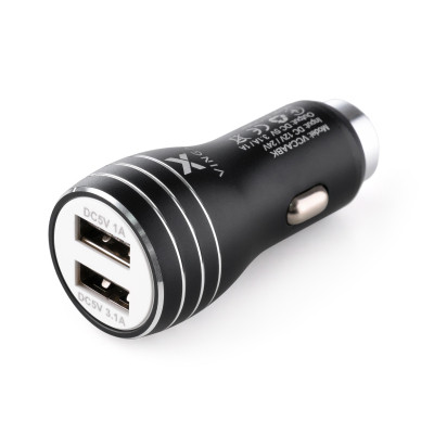 Зарядное устройство Vinga Dual USB Car Charger aluminium 15.5W Max (VCCAABK) Винница - изображение 1