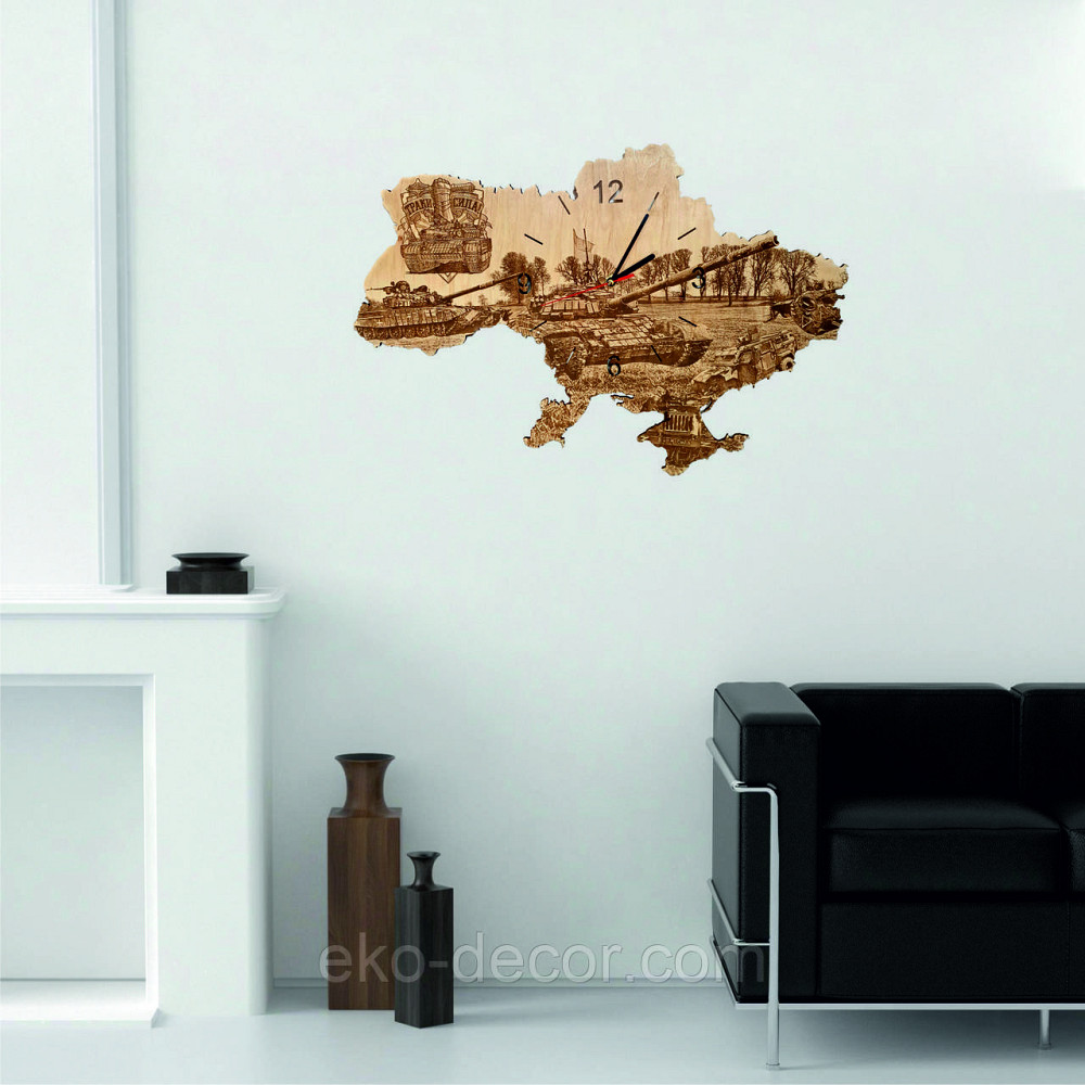 Дерев`янний настінний годинник з підсвіткою "Танкіст" Київ - фото 4