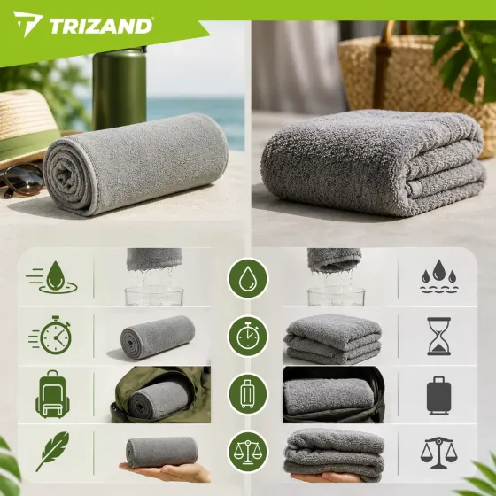 Туристичний рушник швидковисихаючий 120×100 см із чохлом Trizand (27460) Нововолинськ