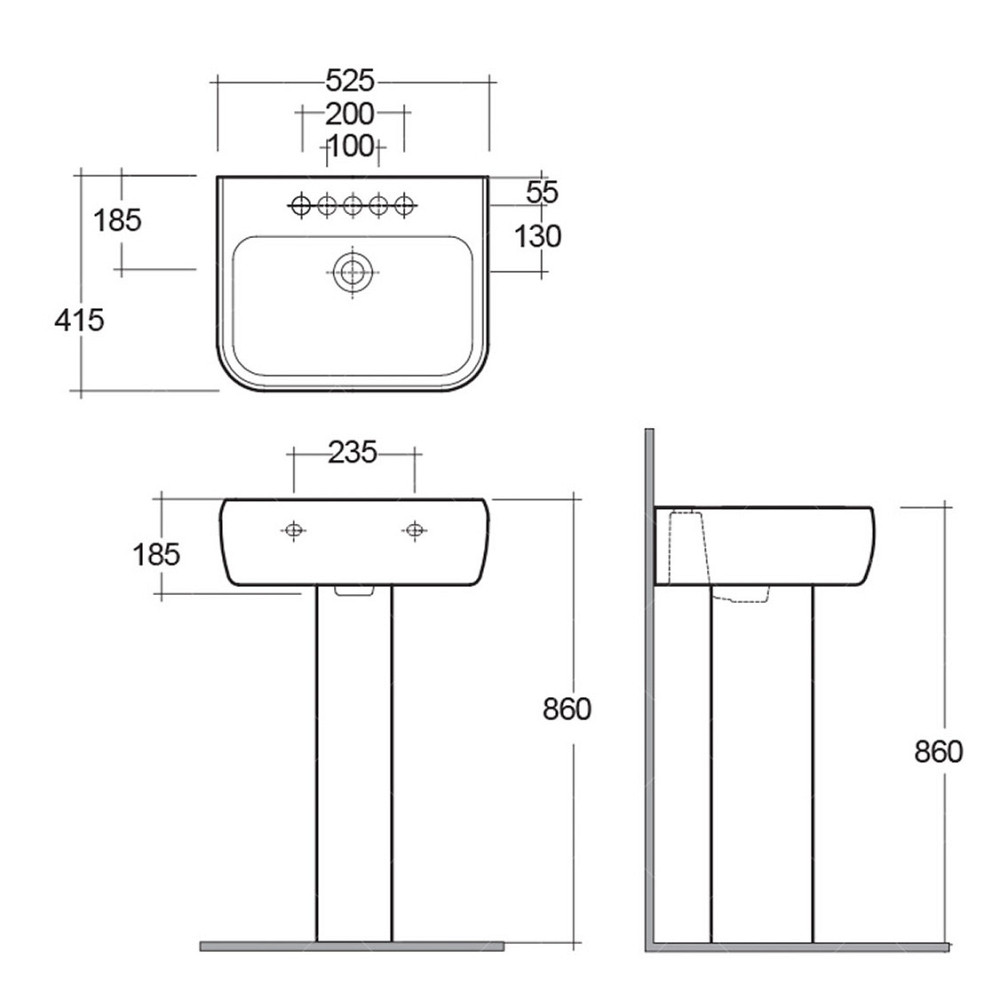 Раковина з ніжкою RAK Ceramics Metropolitan 52.5x18.5x41.5см (RAK0020) Білий Вінниця - фото 4