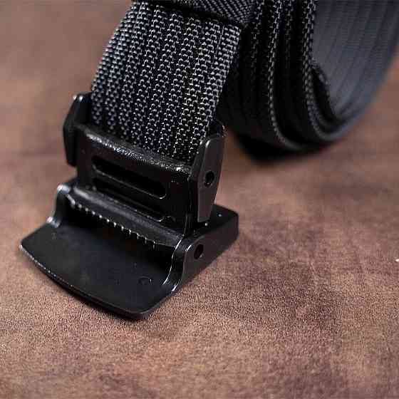 Плотный текстильный мужской ремень Черный (Vintage) Киев