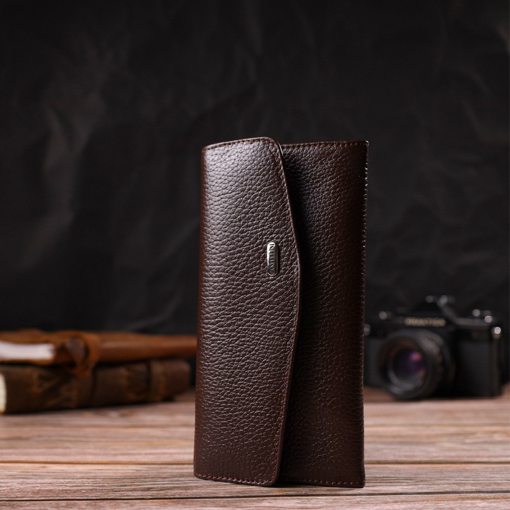 Зручне жіноче портмоне з натуральної шкіри флотар CANPELLINI 21696 Коричневе Київ - фото 8