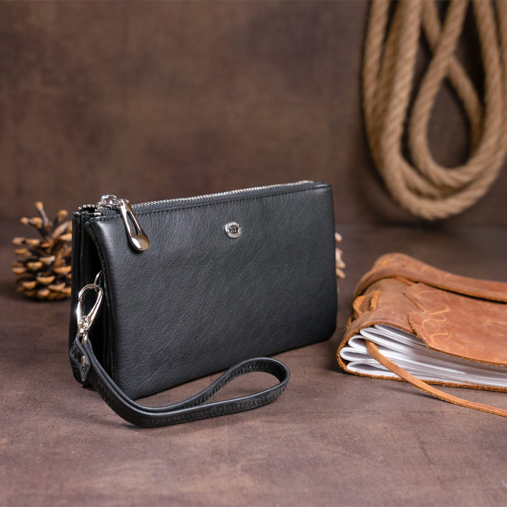 Вместительный клатч на два отделения женский ST Leather 19246 Черный Киев - изображение 9