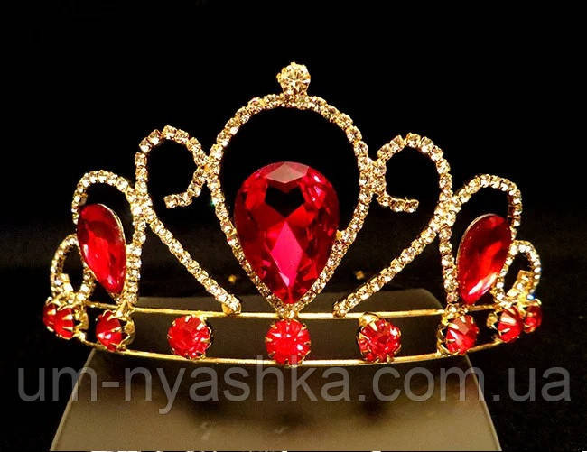 Диадема на обруче Корона золотая с красными камнями Кривой Рог - изображение 1
