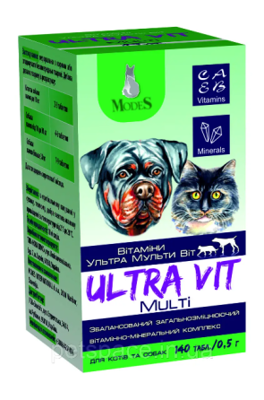 Вітаміни Ультра Мульті Віт для собак та кішок 0,5 мл 140 шт, Modes Вінниця