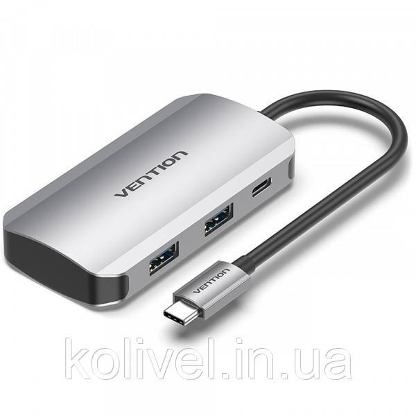 Хаб USB 3.1 Type-C -> 4хUSB 3.0/PD 100W 5-in-1 Vention (TNBHB) Київ - фото 1