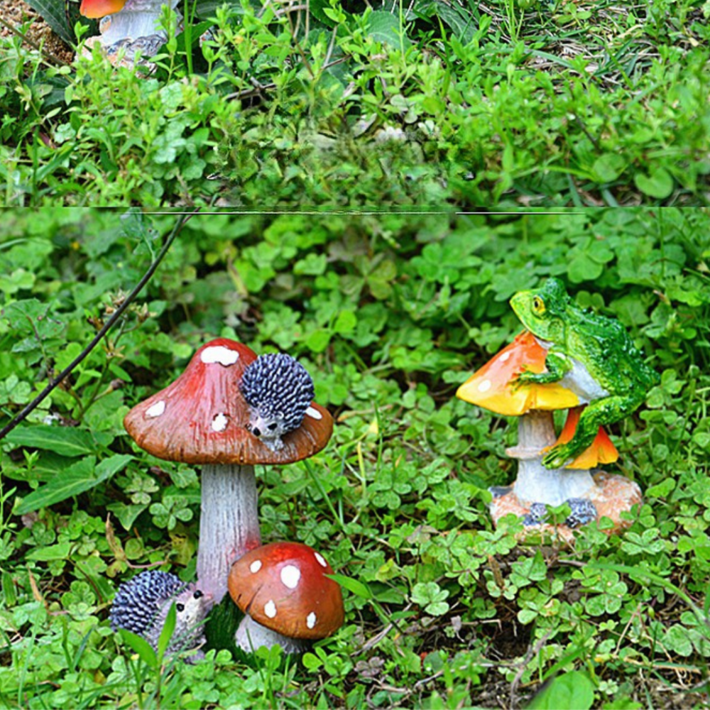 Садова фігурка Гриб з їжачком з полістоуну 9 х 7 х 7 см Одеса - фото 3