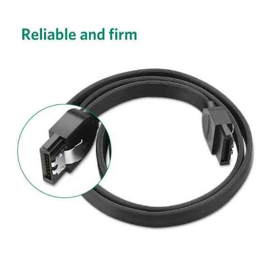 Кабель SATA Serial ATA III Ugreen US217 с блокировочной защелкой (Черный, 0.5м, Прямой коннектор) Николаев
