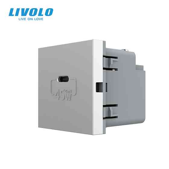 LIVOLO USB Type-C розетка LIVOLO, PD 45W, Power Delivery, швидка зарядка, сіра, модуль (VL-FCUC Коломия