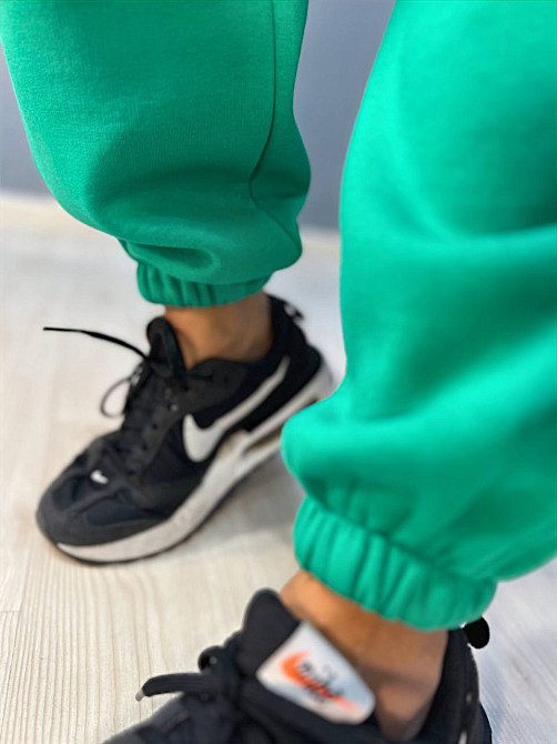 Костюм жіночий Quzen 478-480 коротке худі з капюшоном та брюки джоггери на резинці фліс зелений, зелений, L Київ - фото 14