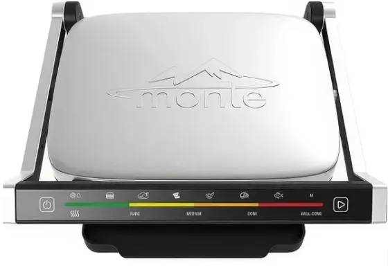 Прижимной гриль с антипригарным покрытием MONTE MT-3307 2000W Электрический контактный гриль 4 уровня прокаливания Коломыя