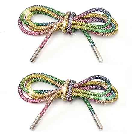 Шнурки зі стразами Райдужні 2 шт 100 см діаметр 6 мм Смела