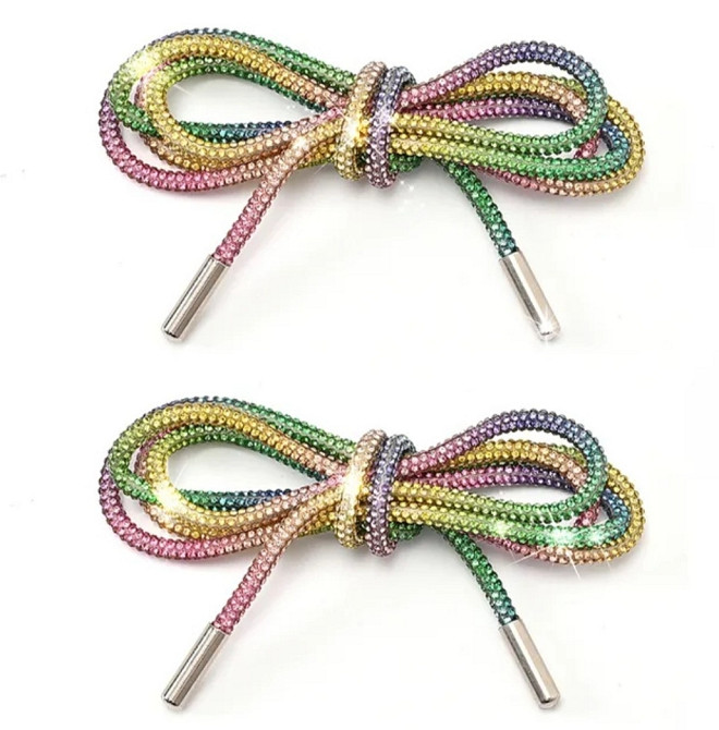 Шнурки зі стразами Райдужні 2 шт 100 см діаметр 6 мм Сміла - фото 1