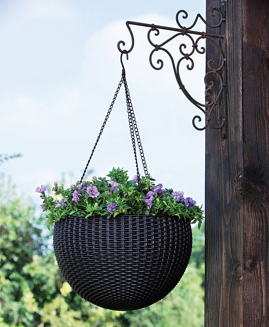 Горщик для рослин Keter Rattan hanging sphere з ланцюжками підвісний, темно-коричневий, 8,6 л Київ - фото 7