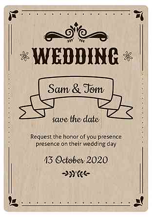 Приглашение на свадьбу из дерева EKOSTAR Киев