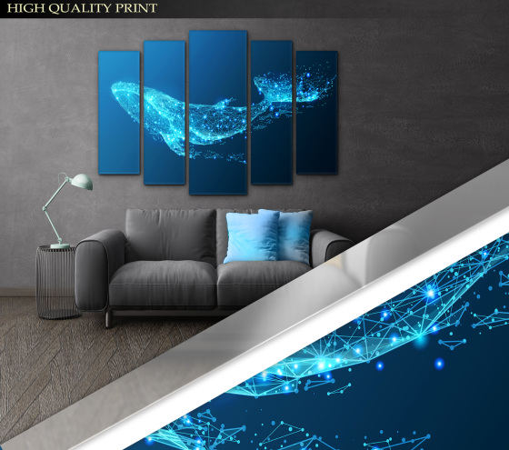 Модульна картина у вітальню / спальню Абстракція Кіт Art-475_5 ( 80х118см ) Київ