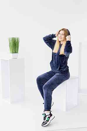 Жіночий велюровий костюм із капюшоном Синій XS Харків