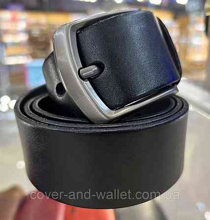Широкий чоловічий джинсовий ремінь із натуральної шкіри чорного кольору 45 мм PS Leather Київ