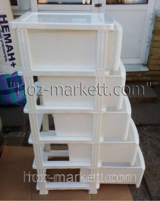 Тумбочка комод пластиковый белый на 5 ящика ажурный Харьков - изображение 7