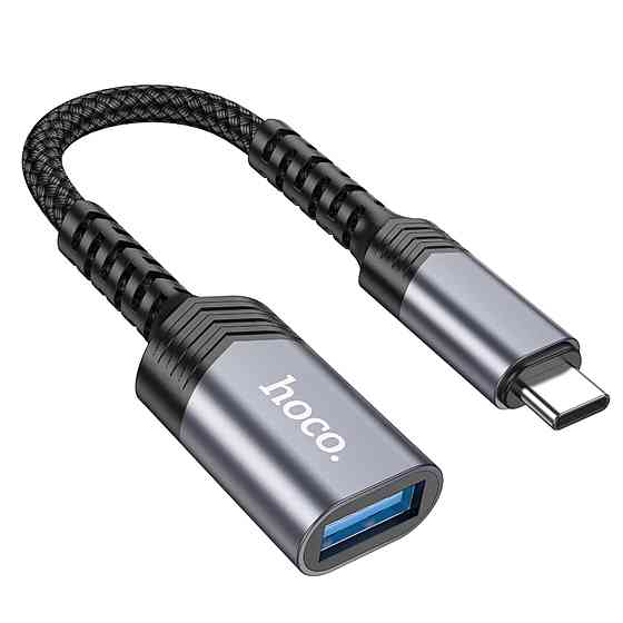 Кабель-перехідник HOCO UA24 Type-C male to USB female 3.0 converter Metal Gray (6942007608848 ) Київ