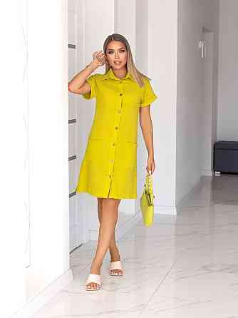 Літня муслінова сукня-сорочка "Erika" | Батал Гірчичний, 54-56 Київ