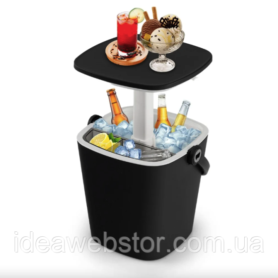 Стіл-холодильник Costway Gobar 3-в-1 з підйомною кришкою 15L чорний Київ