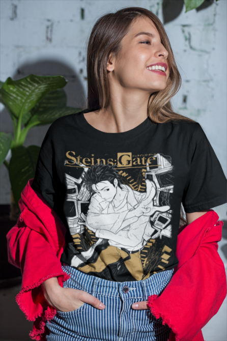 Футболка для хлопчика з аніме принтом Стеінс Гате Окабе Курісу оверсайз (зріст від 165 до 180) Чорний AnimeJ0273m Дніпро - фото 3