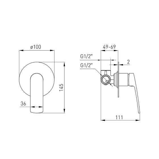 Змішувач прихованого монтажу VOLLE CANTE cromo для душу хром Київ