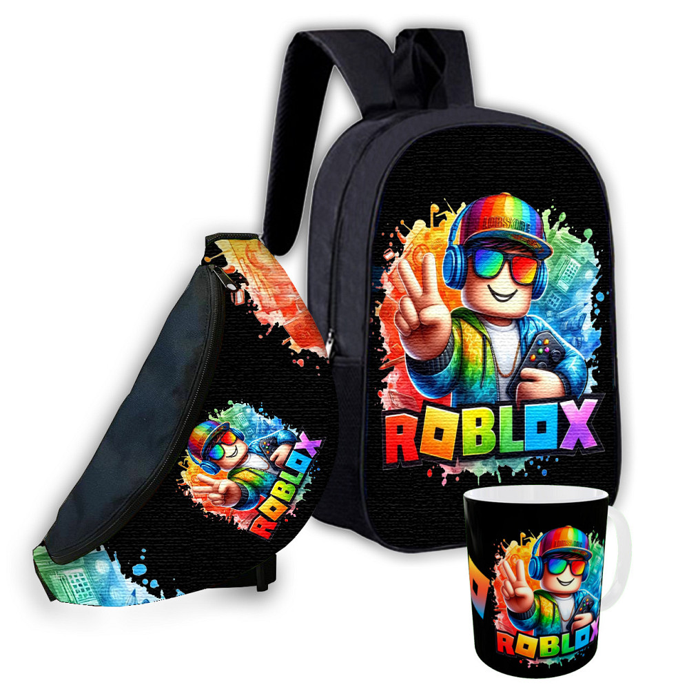 Набір дитячий Роблокс «Roblox» рюкзак 36х27см сумка-бананка, кружка з принтом для хлопчика (01588) Київ - фото 1