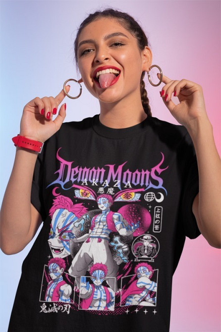 Футболка для хлопчика з аніме принтом Вбивця демонів оверсайз (зріст від 165 до 180) Чорний AnimeJ0355m Дніпро - фото 1