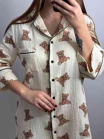 Жіноча муслінова нічна сорочка Ведмедики ML Харків