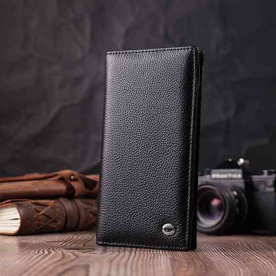 Женский вертикальный кошелек на магнитах из натуральной кожи ST Leather 22538 Черный Киев