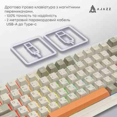 Клавиатура Ajazz AK820 MAX Flying Fish Switch RGB Wireless/Bluetooth/USB Beige (AK820MAX-FF-R) Винница