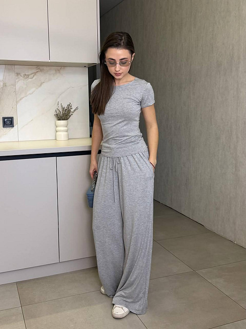 Жіночий базовий прогулянковий костюм, двойка турецький трикотаж віскоза Меланж, 46/48 Одеса - фото 1