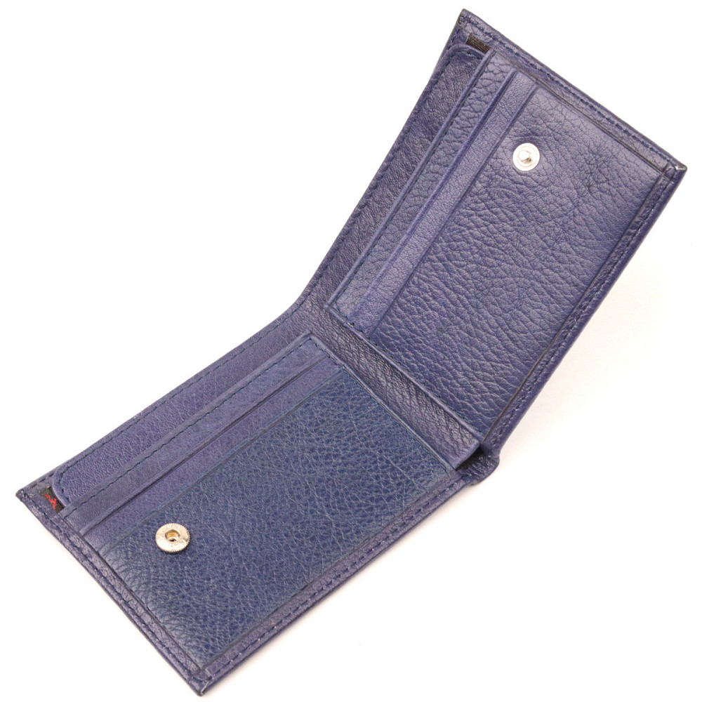 Отличный мужской зажим из зернистой кожи KARYA 21053 Синий Киев - изображение 6