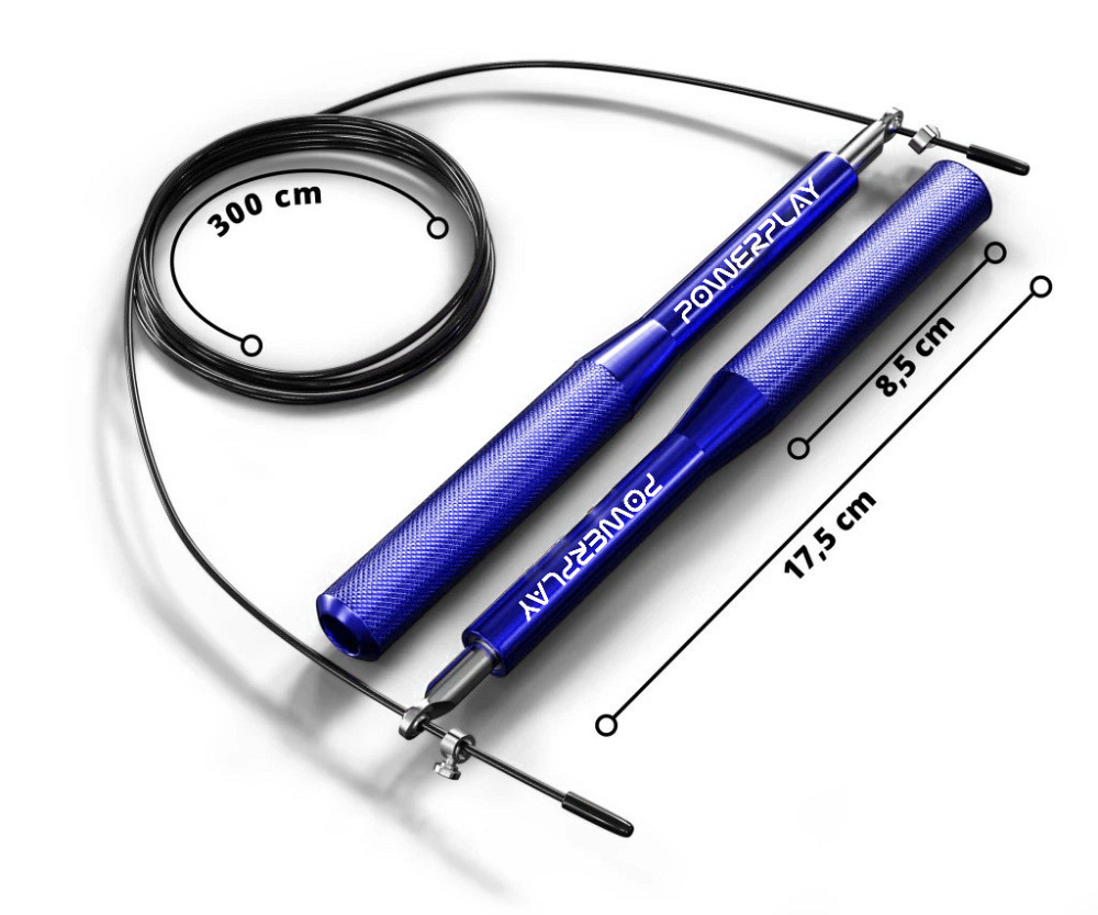 Скакалка швидкісна на підшипниках алюмінієва PowerPlay 4207 Elite Jump Rope Синя (3m.) Каменское - изображение 4
