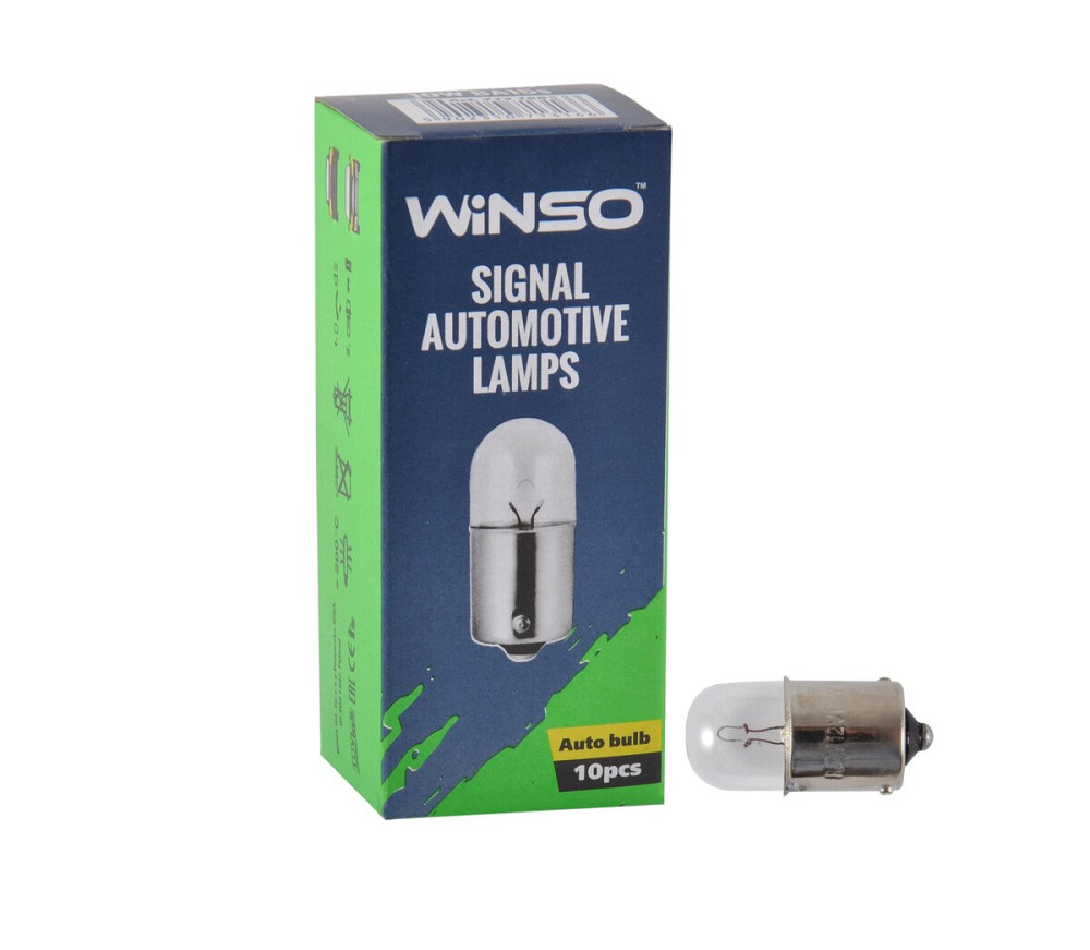 Лампа накаливания Winso 12V R10W 10W BA15s, 10шт Киев - изображение 1