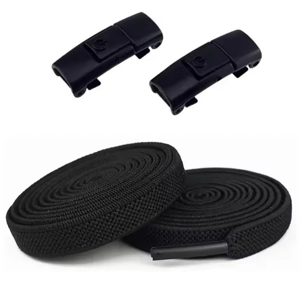 Еластичні шнурки без зав'язок з металевими застібками в колір Чорний Смела - изображение 2