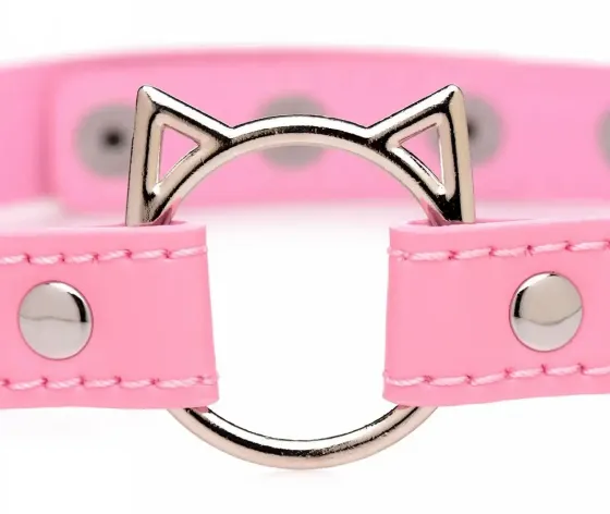 Чокер Master Series Kinky Kitty Ring Slim Choker - Pink Львов