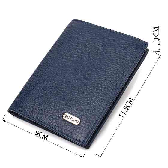 Чоловічий компактний гаманець із натуральної шкіри флотар CANPELLINI 21872 Синій Київ