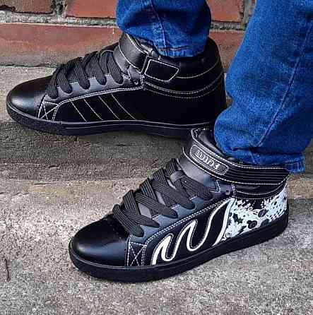 -Кроссовки Черные Высокие Мужские (размеры: 41,42,43,44,45) - 33-4 Днепр